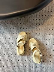 Fortok Prada Triangle-logo Platform Sandals Beige - 2