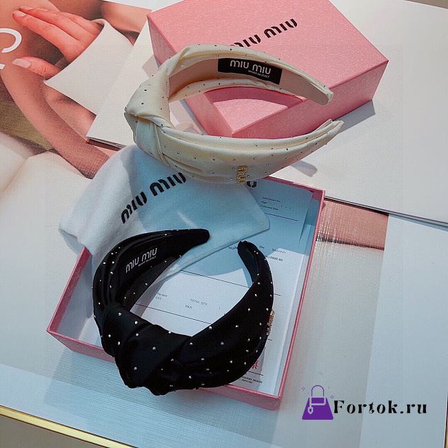 Fortok MiuMiu Knot Headband Black/Beige - 1