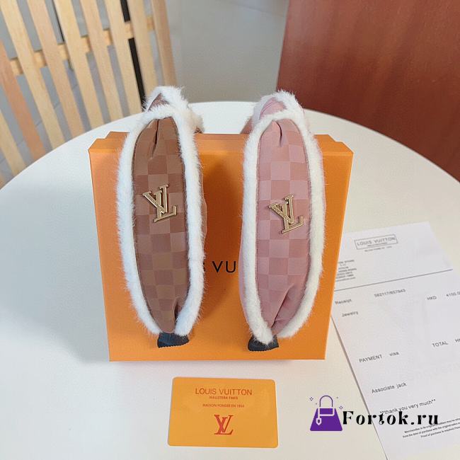 Fortok Louis Vuitton Fabric Fur Headband Brown/Pink - 1