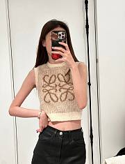 Fortok Loewe Natural Anagram Knit Vest In Ecru/camel - 1
