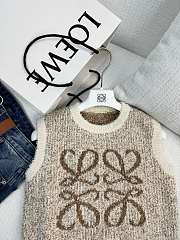 Fortok Loewe Natural Anagram Knit Vest In Ecru/camel - 3