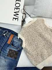 Fortok Loewe Natural Anagram Knit Vest In Ecru/camel - 2