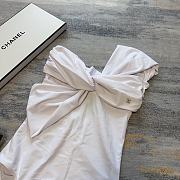 Fortok Chanel One-peice One-shoulder Swimsuit With Bow Black/White - 5