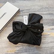 Fortok Chanel One-peice One-shoulder Swimsuit With Bow Black/White - 3