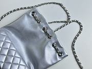 Fortok Chanel Vintage Leather Chain Backpack Silver P988801 17x29cm - 3