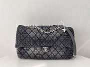 Fortok Chanel Denim Quilted Denimpression Flap Grey Black 20x36.5x11.5cm - 1