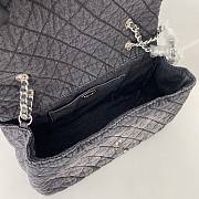 Fortok Chanel Denim Quilted Denimpression Flap Grey Black 20x36.5x11.5cm - 4