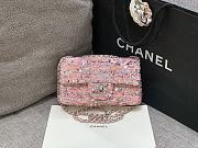 Fortok Chanel Quilted Mini Rectangular Flap Bag Pink Sequins 15x20x7cm - 1