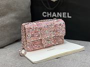 Fortok Chanel Quilted Mini Rectangular Flap Bag Pink Sequins 15x20x7cm - 2