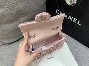 Fortok Chanel Quilted Mini Rectangular Flap Bag Pink Sequins 15x20x7cm - 4