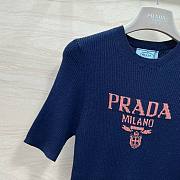 Fortok Prada Knitted Short Sleeve Top Dark Blue - 4