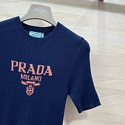 Fortok Prada Knitted Short Sleeve Top Dark Blue - 3