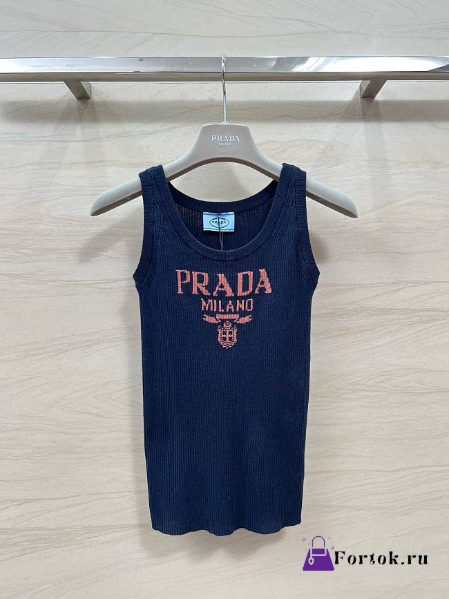 Fortok Prada Knitted Tank Top Dark Blue - 1