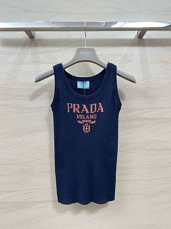 Fortok Prada Knitted Tank Top Dark Blue