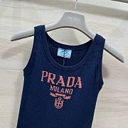 Fortok Prada Knitted Tank Top Dark Blue - 5