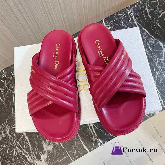 Fortok Dior Flat Sandals in Red  - 1
