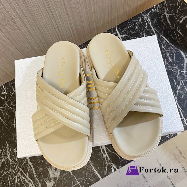 Fortok Dior Flat Sandals in Beige - 1