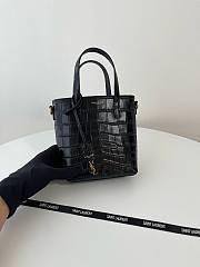 Fortok Saint Laurent Toy Mini Croc-effect Leather Tote Bag Black 712367 18x17x8cm - 2