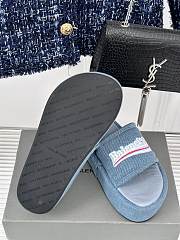 Fortok Balenciaga Platform Heeled Sandals Denim Blue - 2