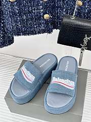 Fortok Balenciaga Platform Heeled Sandals Denim Blue - 3