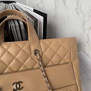Fortok Chanel Calfskin Quilted Ultra Pocket Shopping Tote Beige 37x29x10cm - 5