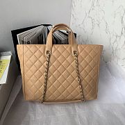 Fortok Chanel Calfskin Quilted Ultra Pocket Shopping Tote Beige 37x29x10cm - 3