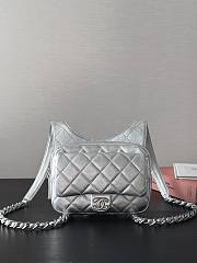Fortok Chanel Silver Metallic Lambskin & Silver Metal Backpack 19x20x5.5cm - 6