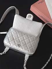 Fortok Chanel Silver Metallic Lambskin & Silver Metal Backpack 19x20x5.5cm - 3
