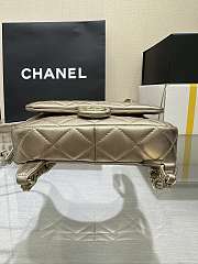Fortok Chanel Gold Metallic Lambskin & Gold Metal Backpack 19x20x5.5cm - 3