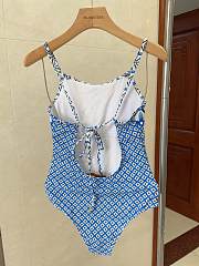 Fortok Louis Vuitton Monogram Flower Tile One-Piece Swimsuit Blue - 3