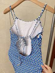 Fortok Louis Vuitton Monogram Flower Tile One-Piece Swimsuit Blue - 4