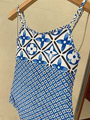Fortok Louis Vuitton Monogram Flower Tile One-Piece Swimsuit Blue - 6