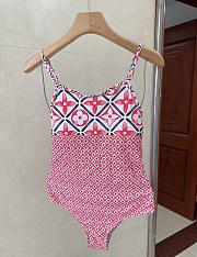 Fortok Louis Vuitton Monogram Flower Tile One-Piece Swimsuit Pink - 1