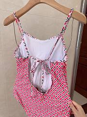 Fortok Louis Vuitton Monogram Flower Tile One-Piece Swimsuit Pink - 5