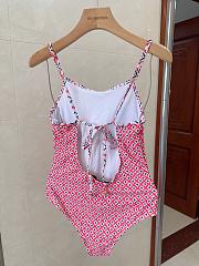 Fortok Louis Vuitton Monogram Flower Tile One-Piece Swimsuit Pink - 2