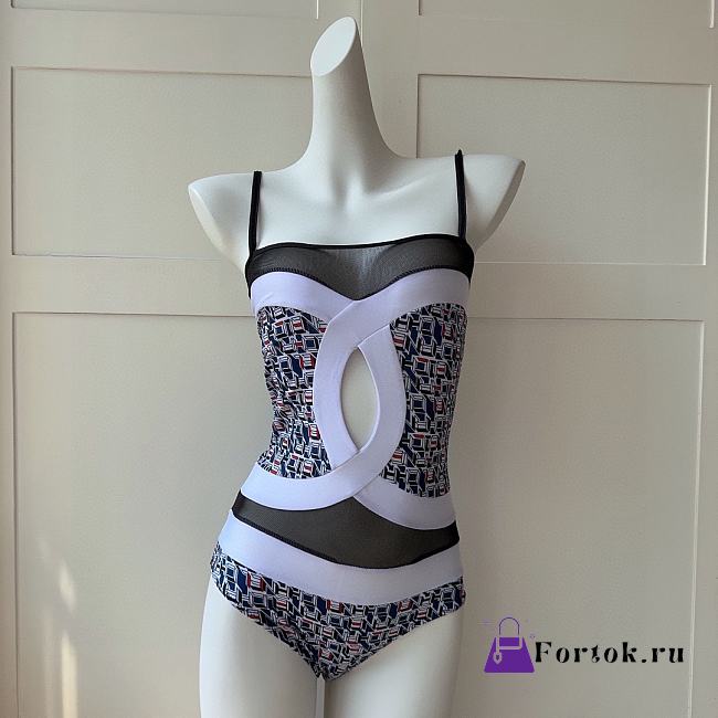 Fortok Chanel Multicolor Nylon and Spandex CC Swimsuit  - 1