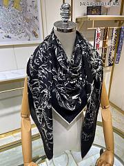 Fortok Dior Toile De Jouy Reverse Square Scarf Silk Twill Black 140x140cm - 3
