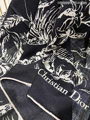 Fortok Dior Toile De Jouy Reverse Square Scarf Silk Twill Black 140x140cm - 6