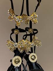 Fortok  Versace Cryststal Bow Knot High Heel Sandals Black - 4