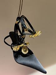 Fortok  Versace Cryststal Bow Knot High Heel Sandals Black - 3