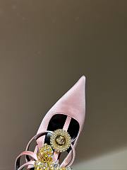 Fortok Versace Cryststal Bow Knot High Heel Sandals Pink - 6