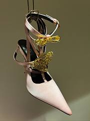 Fortok Versace Cryststal Bow Knot High Heel Sandals Pink - 4
