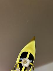 Fortok Versace Cryststal Bow Knot High Heel Sandals Yellow - 4