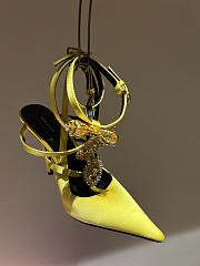 Fortok Versace Cryststal Bow Knot High Heel Sandals Yellow - 2