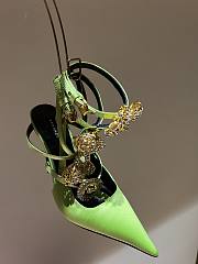 Fortok Versace Cryststal Bow Knot High Heel Sandals Green - 4