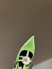 Fortok Versace Cryststal Bow Knot High Heel Sandals Green - 2