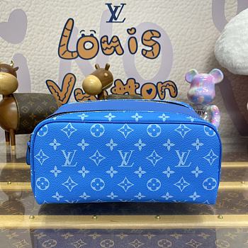 Fortok Louis Vuitton Dopp Kit Bag Blue M31037 28x15x16.5cm