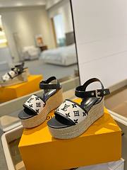 Fortok Louis Vuitton Starboard Wedge Sandals Black - 1