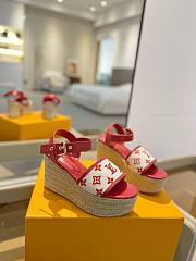 Fortok Louis Vuitton Starboard Wedge Sandals Red - 6