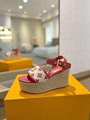 Fortok Louis Vuitton Starboard Wedge Sandals Red - 4